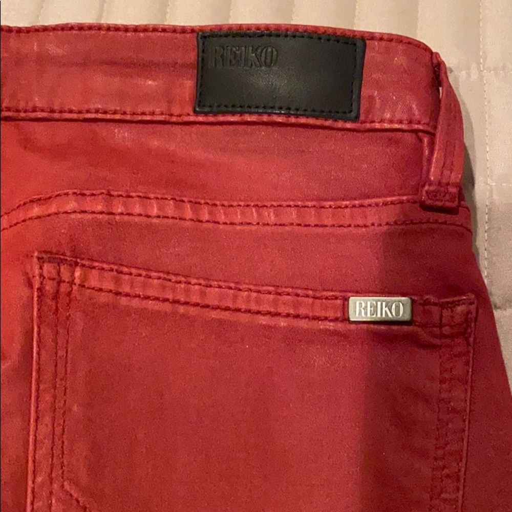 Reiki Red Pleather Jeans Size 27 View 4